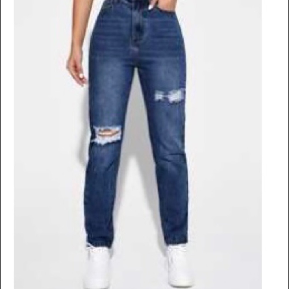 Dark wash mom jeans